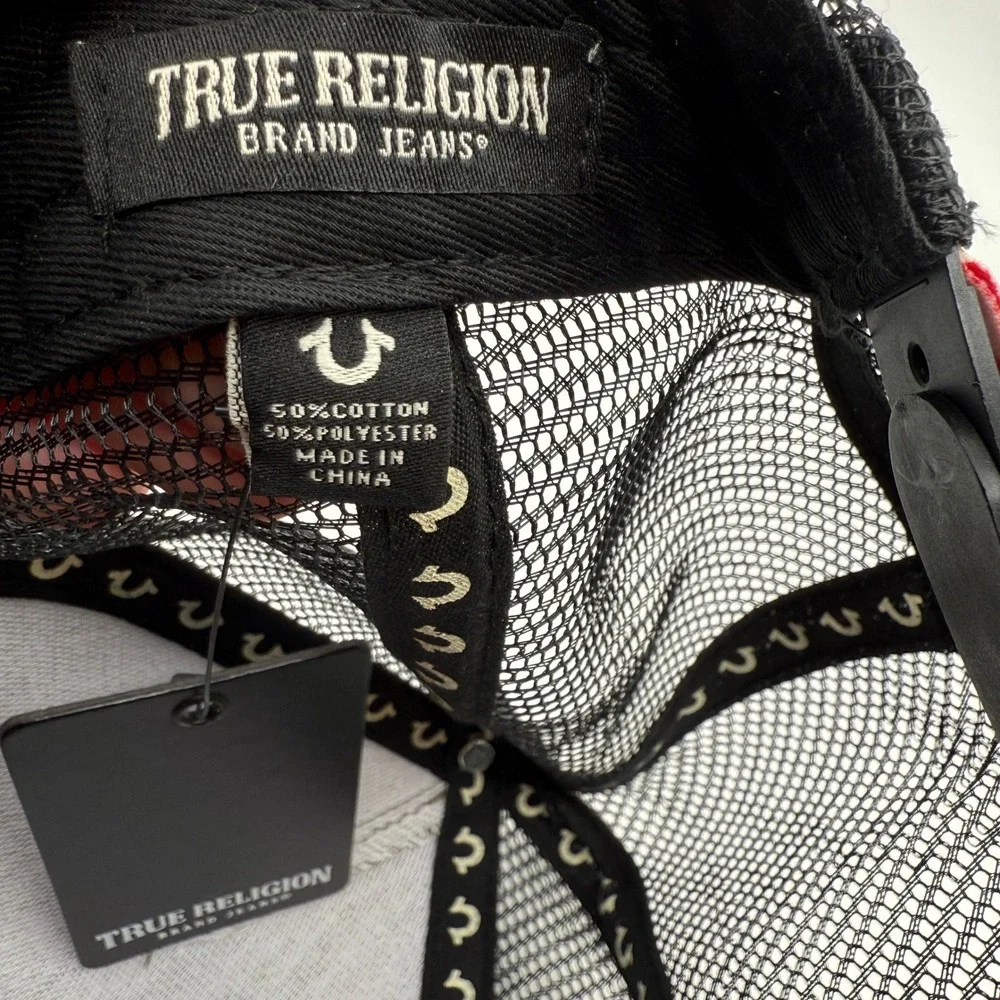 True Religion Hat Cap Camouflage Trucker Hat Olive Black Mesh OS Adult Y2K NEW‎